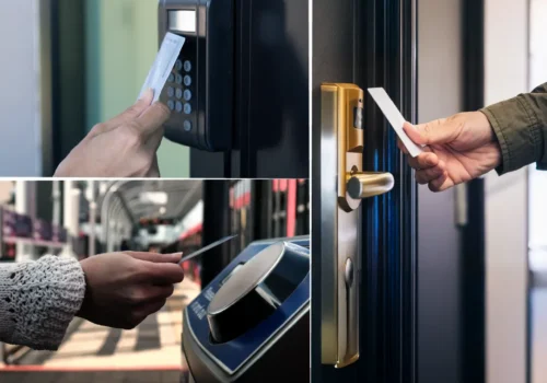 RFID access control system securing a modern business facility