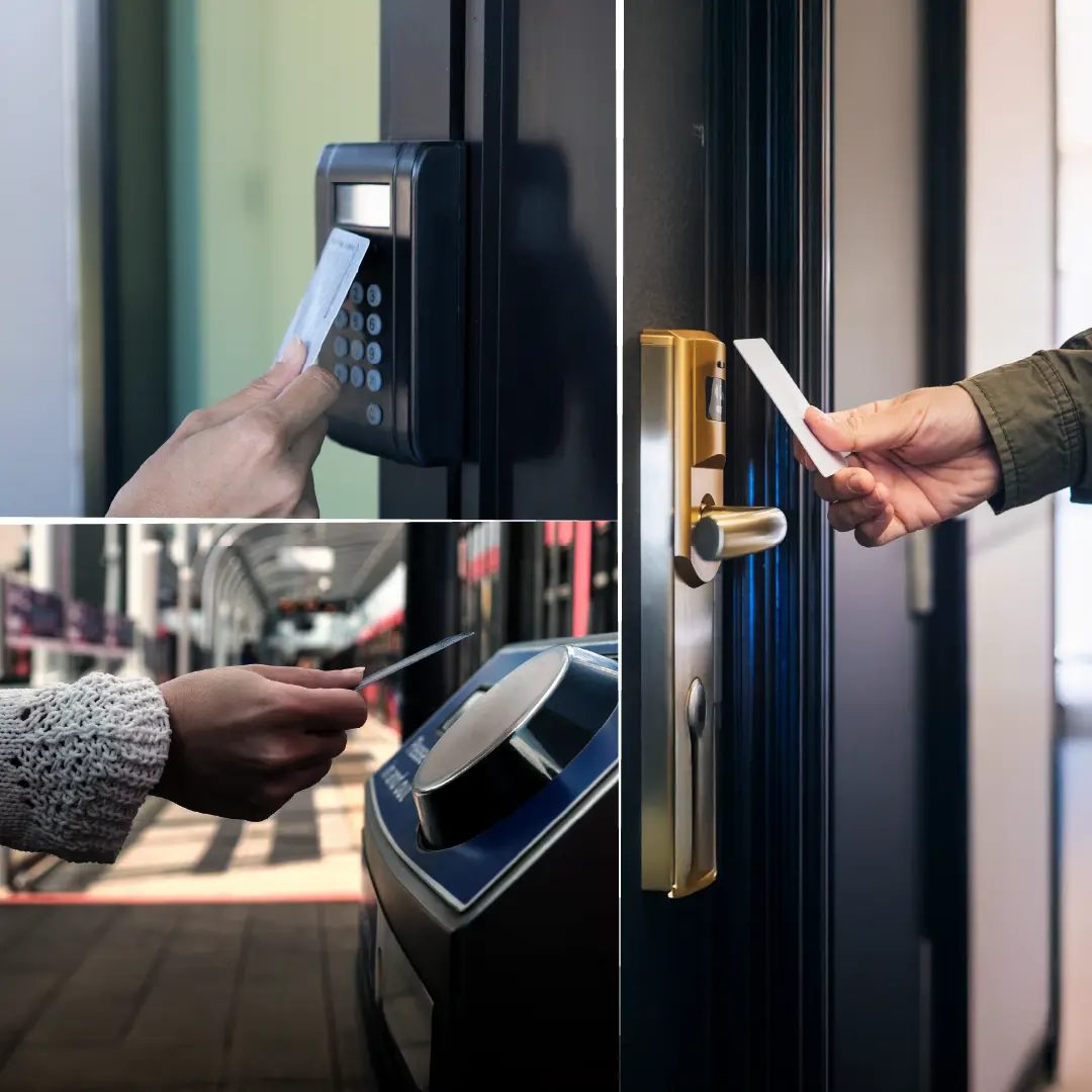 RFID access control system securing a modern business facility