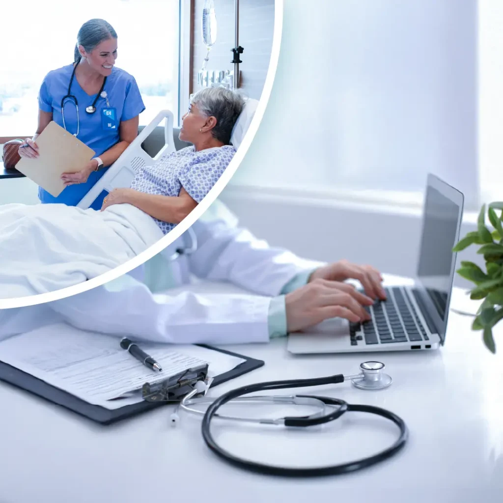 Doctor accessing electronic medical records on tablet