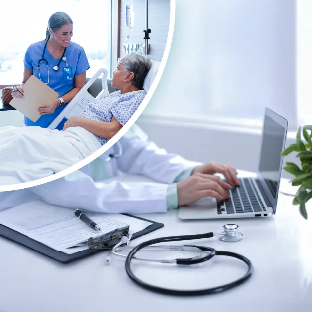 Doctor accessing electronic medical records on tablet