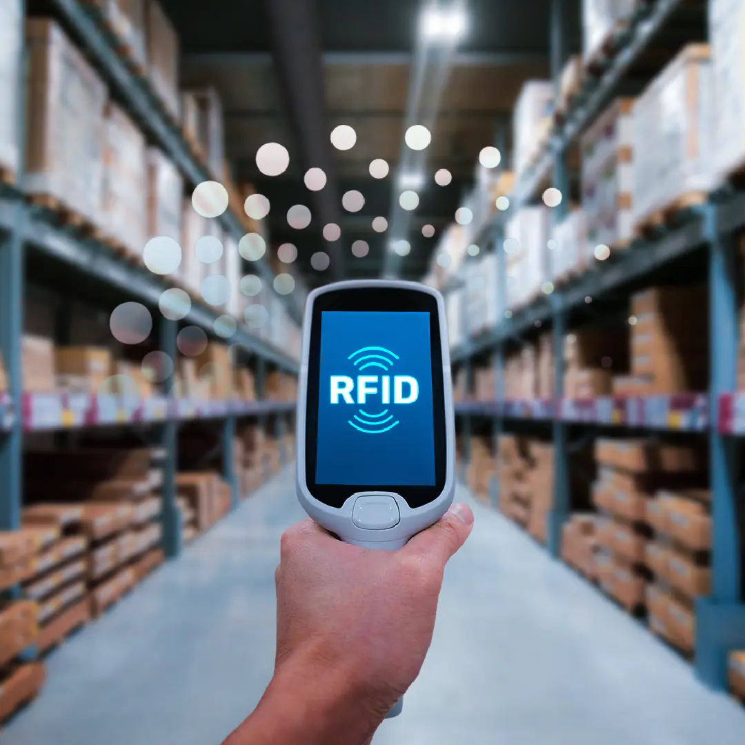 RFID tag scanning inventory in warehouse setting