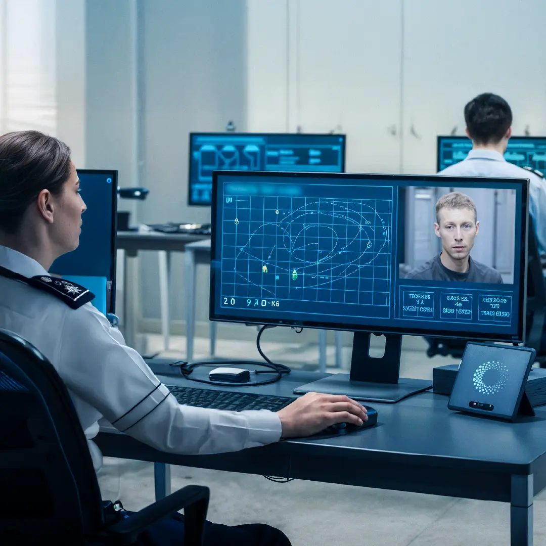 Digital map showing real-time federal inmate tracking.